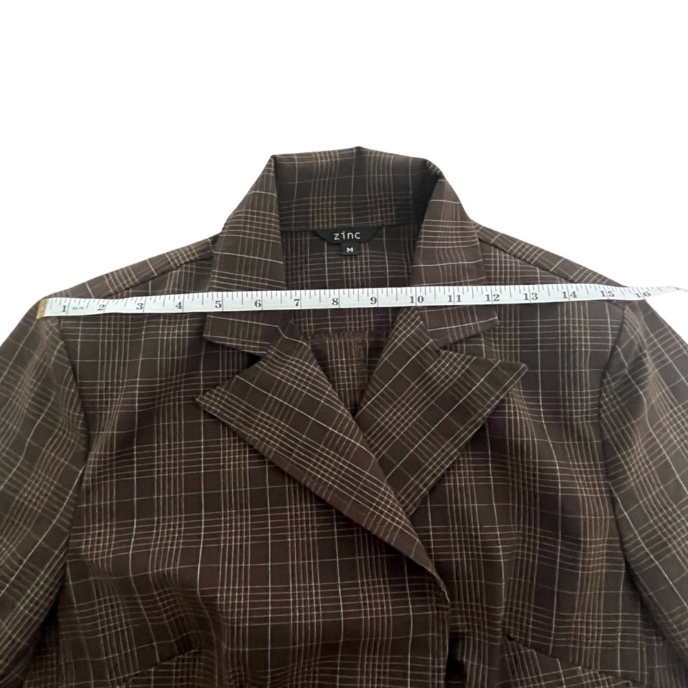 Zinc Brown Plaid Women's Blazer. Size: Medium. Great Condition. - Picture 6 of 8